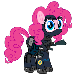 Size: 2800x2800 | Tagged: safe, artist:fanvideogames, imported from derpibooru, pinkie pie, pony, female, looking at you, police, solo