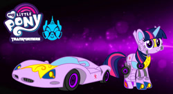 Size: 1208x661 | Tagged: safe, artist:fanvideogames, imported from derpibooru, twilight sparkle, pony, robot, robot pony, unicorn, car, female, transformers, unicorn twilight