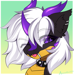 Size: 1240x1266 | Tagged: safe, artist:airiniblock, imported from derpibooru, oc, oc only, dragon, :p, bust, ear fluff, horns, icon, patreon, patreon reward, portrait, simple background, solo, tongue out