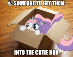 Size: 486x382 | Tagged: safe, artist:maître cervidé, imported from derpibooru, oc, oc:arcana glyph, unicorn, box, cute, female, long hair, long tail, not sweetie belle, tail