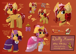 Size: 7000x5000 | Tagged: safe, artist:spiroudada, imported from derpibooru, oc, oc:dolly hooves, oc:silk gloves, pony, unicorn, baby, baby pony, bow, clothes, colt, crossdressing, cute, dress, eyelashes, femboy, foal, gothic lolita, male, pink, princess dress, reference sheet, solo, stallion, teenager