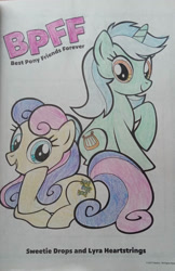 Size: 720x1111 | Tagged: safe, imported from derpibooru, bon bon, lyra heartstrings, sweetie drops, earth pony, pony, unicorn, coloring book, coloring page, cute, daaaaaaaaaaaw, photo