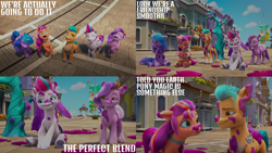 Size: 2000x1125 | Tagged: safe, edit, edited screencap, editor:quoterific, imported from derpibooru, screencap, hitch trailblazer, izzy moonbow, pipp petals, sunny starscout, zipp storm, g5, glory (g5), growing pains, mane five, my little pony: make your mark, my little pony: make your mark chapter 2, peach fizz, pippsqueak trio, seashell (g5)