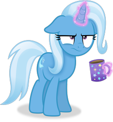 Size: 2865x3079 | Tagged: safe, artist:anime-equestria, imported from derpibooru, trixie, annoyed, coffee, female, floppy ears, horn, levitation, magic, mare, mug, simple background, solo, telekinesis, transparent background, vector