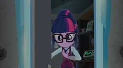 Size: 2160x1195 | Tagged: safe, imported from derpibooru, screencap, sci-twi, twilight sparkle, human, equestria girls, friendship games, clothes, crystal prep academy, crystal prep academy uniform, glasses, hair bun, necktie, school, school uniform, schoolgirl, solo, uniform