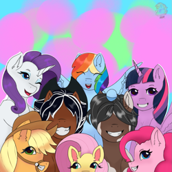 Size: 1073x1073 | Tagged: safe, imported from derpibooru, applejack, fluttershy, pinkie pie, rainbow dash, rarity, twilight sparkle, oc, pony, unicorn, my little pony: the movie, drawing, male, mane six, pinkamena diane pie, profile