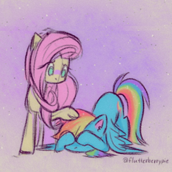 Size: 576x576 | Tagged: safe, artist:flutterberrypie, imported from derpibooru, fluttershy, rainbow dash, pegasus, pony, the crystalling, blushing, comforting, covering eyes, covering face, cute, despair, double facehoof, face down ass up, facehoof, female, flutterdash, frown, head pat, lesbian, mare, pat, petting, sad, shipping, snow, snowfall, spread wings, wings