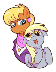 Size: 526x670 | Tagged: safe, artist:cookieboy011, imported from derpibooru, derpy hooves, ms. harshwhinny, earth pony, pegasus, pony, duo, floppy ears, simple background, transparent background