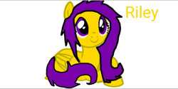 Size: 823x410 | Tagged: safe, imported from derpibooru, oc, oc only, oc:riley, pegasus, pony, base used, intersex, intersex pride flag, not fluttershy, pride, pride flag, purple eyes, purple hair, purple tail, simple background, sitting, smiling, solo, tail, text, white background, yellow coat