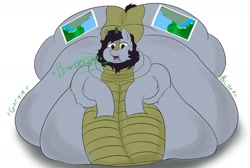 Size: 1280x862 | Tagged: safe, artist:livelight, imported from derpibooru, oc, oc only, oc:gesr, kirin, belly, big belly, blob, fat, huge belly, immobile, impossibly large belly, large belly, solo