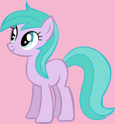 Size: 1600x1721 | Tagged: safe, artist:officialponyfan64, imported from derpibooru, earth pony, pony, 2023, adult, adult blank flank, aura (g4), aurabetes, blank flank, cute, female, g4, mare, older, older aura (g4), pink background, simple background, smiling, solo, team