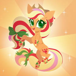 Size: 3000x3000 | Tagged: safe, artist:belka-sempai, imported from derpibooru, applejack, earth pony, pony, cute, hat, rainbow power, solo