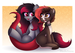 Size: 4500x3222 | Tagged: safe, artist:madelinne, imported from derpibooru, oc, oc:madelinne, earth pony, gecko, :p, duo, happy, sitting, tongue out