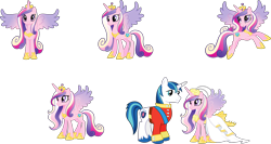 Size: 9134x4854 | Tagged: safe, imported from derpibooru, princess cadance, shining armor, alicorn, pony, unicorn, a canterlot wedding, .svg available, clothes, dress, duo, female, g4, male, mare, multeity, official, simple background, stallion, stock vector, svg, transparent background, uniform, vector, wedding dress