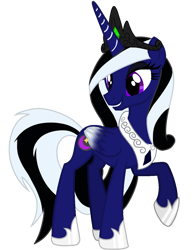 Size: 1002x1280 | Tagged: safe, artist:nightlightartz, imported from derpibooru, oc, oc only, oc:nightfall heart, alicorn, alicorn oc, black eyeshadow, colored wings, crown, eyeshadow, female, folded wings, gradient wings, hoof shoes, horn, jewelry, makeup, mare, peytral, purple eyes, recolor, regalia, simple background, solo, tiara, transparent background, wings