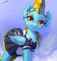 Size: 2300x2500 | Tagged: safe, artist:skitsroom, imported from derpibooru, lightning dust, pegasus, pony, clothes, cute, maid, solo