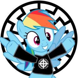 Size: 1200x1200 | Tagged: safe, edit, imported from ponybooru, rainbow dash, pegasus, pony, black sun, clothes, female, mare, national socialism, solo, telegram