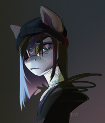 Size: 2480x2895 | Tagged: safe, artist:annna markarova, imported from derpibooru, oc, pony, cap, eyes open, hat, looking at you, solo, tattoo