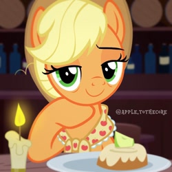 Size: 1080x1080 | Tagged: artist needed, safe, imported from derpibooru, applejack, earth pony, pony, the last problem, candle, female, older, older applejack, solo