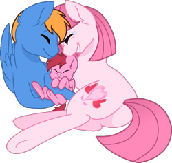 Size: 605x574 | Tagged: safe, artist:drawingbrony13, artist:tanahgrogot, imported from derpibooru, oc, oc only, oc:annisa trihapsari, earth pony, pegasus, pony, annibutt, butt, crying, duo, female, grin, male, mare, mother and father, parent:oc:annisa trihapsari, plot, simple background, smiling, stallion, tears of joy, transparent background