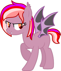 Size: 3786x4424 | Tagged: safe, artist:melodiousmarci, imported from derpibooru, oc, oc:alum gleam, bat pony, fangs, fusion, raised hoof, simple background, solo, transparent background, vector