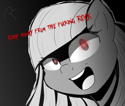 Size: 1280x1080 | Tagged: safe, artist:reinbou, imported from derpibooru, limestone pie, earth pony, pony, female, filly, foal, looking at you, manga style, simple background, solo, vulgar, yandere, yandere pie