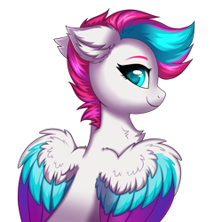 Size: 4000x4000 | Tagged: safe, artist:confetticakez, imported from derpibooru, zipp storm, pegasus, pony, absurd resolution, adorazipp, chest fluff, colored pupils, commission, cute, ear fluff, female, floppy ears, g5, looking at you, looking back, looking back at you, mare, simple background, smiling, smiling at you, solo, transparent background