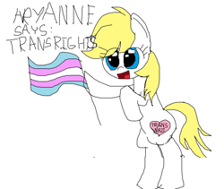 Size: 1584x1334 | Tagged: safe, artist:aryannerapesmewithherfutacockeverynight, oc, oc:aryanne, pony, aria property cinematic universe, based, blue eyes, female, lgbt, mare, mspaintponies, nazi, nazipone, pride, pride flag, simple background, transgender, transgender pride flag, white background