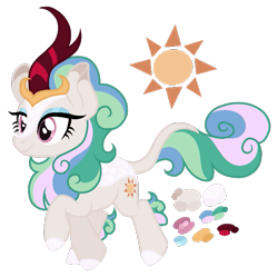 Size: 623x620 | Tagged: safe, artist:monochrome-sunsets, imported from derpibooru, kirin, base used, magical lesbian spawn, offspring, parent:princess celestia, parent:rain shine, simple background, solo, transparent background