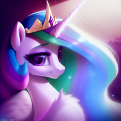 Size: 1728x1728 | Tagged: safe, imported from derpibooru, princess celestia, alicorn, pony, ai content, ai generated, generator:stable diffusion, royalty, solo