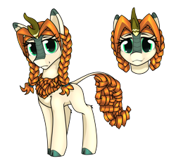 Size: 6880x6380 | Tagged: safe, artist:dacaoo, imported from derpibooru, oc, oc only, kirin, braid, curly hair, kirin oc, looking at you, simple background, smiling, solo, transparent background