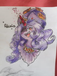 Size: 3096x4128 | Tagged: safe, artist:flower-black, imported from derpibooru, bust, evil grin, filly (dracco), filly funtasia, grin, smiling, solo, traditional art