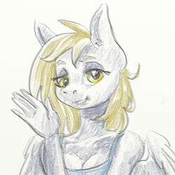 Size: 1056x1056 | Tagged: safe, artist:kovoranu, imported from derpibooru, derpy hooves, anthro, pegasus, pony, solo