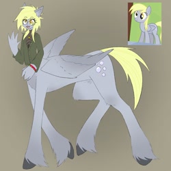 Size: 1280x1280 | Tagged: safe, artist:t0bst3r_099, imported from derpibooru, screencap, derpy hooves, anthro, centaur, taur, female, gray background, simple background, solo