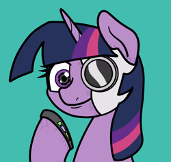 Size: 2047x1931 | Tagged: safe, artist:ewoudcponies, imported from derpibooru, twilight sparkle, cyborg, pony, blue background, female, simple background, solo