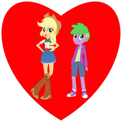 Size: 800x800 | Tagged: safe, imported from derpibooru, applejack, spike, equestria girls, applespike, clothes, converse, female, male, shipping, shipping heart, shoes, straight