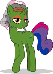 Size: 775x1094 | Tagged: safe, artist:mlp-trailgrazer, imported from derpibooru, oc, oc only, oc:garden magiks, pony, unicorn, bisexual pride flag, demigirl pride flag, female, mare, pride, pride flag, simple background, solo, transparent background