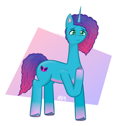 Size: 2276x2457 | Tagged: safe, artist:a1ra, imported from derpibooru, unicorn, female, g5, long neck, misty brightdawn, simple background, solo