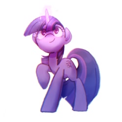 Size: 768x768 | Tagged: safe, artist:xp_r6, imported from derpibooru, twilight sparkle, pony, unicorn, raised hoof, simple background, smiling, solo, unicorn twilight, white background