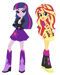Size: 477x590 | Tagged: safe, artist:lordsfrederick778, imported from derpibooru, sunset shimmer, twilight sparkle, human, equestria girls, alternate universe, duo, duo female, female, personality swap, role reversal, simple background, white background