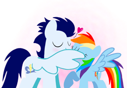 Size: 2300x1603 | Tagged: safe, artist:mlplary6, imported from derpibooru, rainbow dash, soarin', pegasus, pony, blushing, eyes closed, female, heart, kiss on the lips, kissing, male, mare, shipping, simple background, soarindash, stallion, straight, transparent background, vector