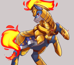 Size: 2600x2300 | Tagged: safe, artist:beelzezlover, imported from derpibooru, oc, oc:terra lionmane, earth pony, pony, armor, cutie mark, earth pony oc, mane of fire, simple background, solo
