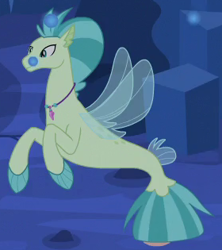 Size: 280x315 | Tagged: safe, imported from derpibooru, screencap, seapony (g4), surf and/or turf, bubble, cropped, dorsal fin, fin, fin wings, fins, g4, jewelry, male, necklace, ocean, seaquestria, solo, tail, tail fin, underwater, unnamed character, unnamed seapony, water, wings