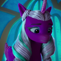 Size: 1080x1080 | Tagged: safe, imported from derpibooru, screencap, opaline arcana, alicorn, pony, cropped, eyeshadow, female, frown, g5, have you seen this dragon?, makeup, mare, my little pony: make your mark, my little pony: make your mark chapter 2, solo
