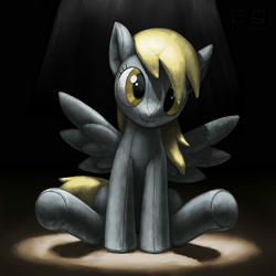 Size: 2000x2000 | Tagged: safe, artist:murskme, imported from derpibooru, derpy hooves, pegasus, pony, female, high res, looking at you, mare, plushie, pony plushie, sitting, solo, spotlight