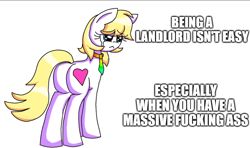 Size: 843x500 | Tagged: safe, oc, oc:aryanne, earth pony, aria property cinematic universe, ass, butt, comedy, crying, female, landlord, low quality, nazi, necktie, sad