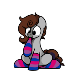Size: 800x800 | Tagged: safe, artist:sugar morning, imported from derpibooru, oc, oc only, oc:cj vampire, earth pony, pony, ambiguous gender, animated, bisexual pride flag, bisexuality, clothes, commission, digital art, gif, looking down, looped, pride, pride flag, pride socks, simple background, socks, solo, sugar morning's sockies, transparent background, ych result