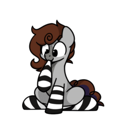 Size: 800x800 | Tagged: safe, artist:sugar morning, imported from derpibooru, oc, oc only, oc:cj vampire, earth pony, pony, ambiguous gender, animated, clothes, commission, digital art, gif, looking down, looped, simple background, socks, solo, striped socks, sugar morning's sockies, transparent background, ych result
