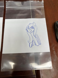 Size: 3024x4032 | Tagged: safe, artist:mydude714, imported from derpibooru, pony, female, front view, looking at you, mare, pen drawing, simple, smiling, solo, standing, traditional art
