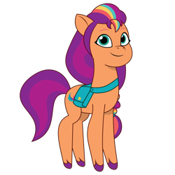 Size: 1200x1200 | Tagged: safe, artist:prixy05, imported from derpibooru, sunny starscout, earth pony, pony, bag, female, g5, mane stripe sunny, mare, my little pony: tell your tale, saddle bag, simple background, smiling, solo, transparent background, unshorn fetlocks, vector